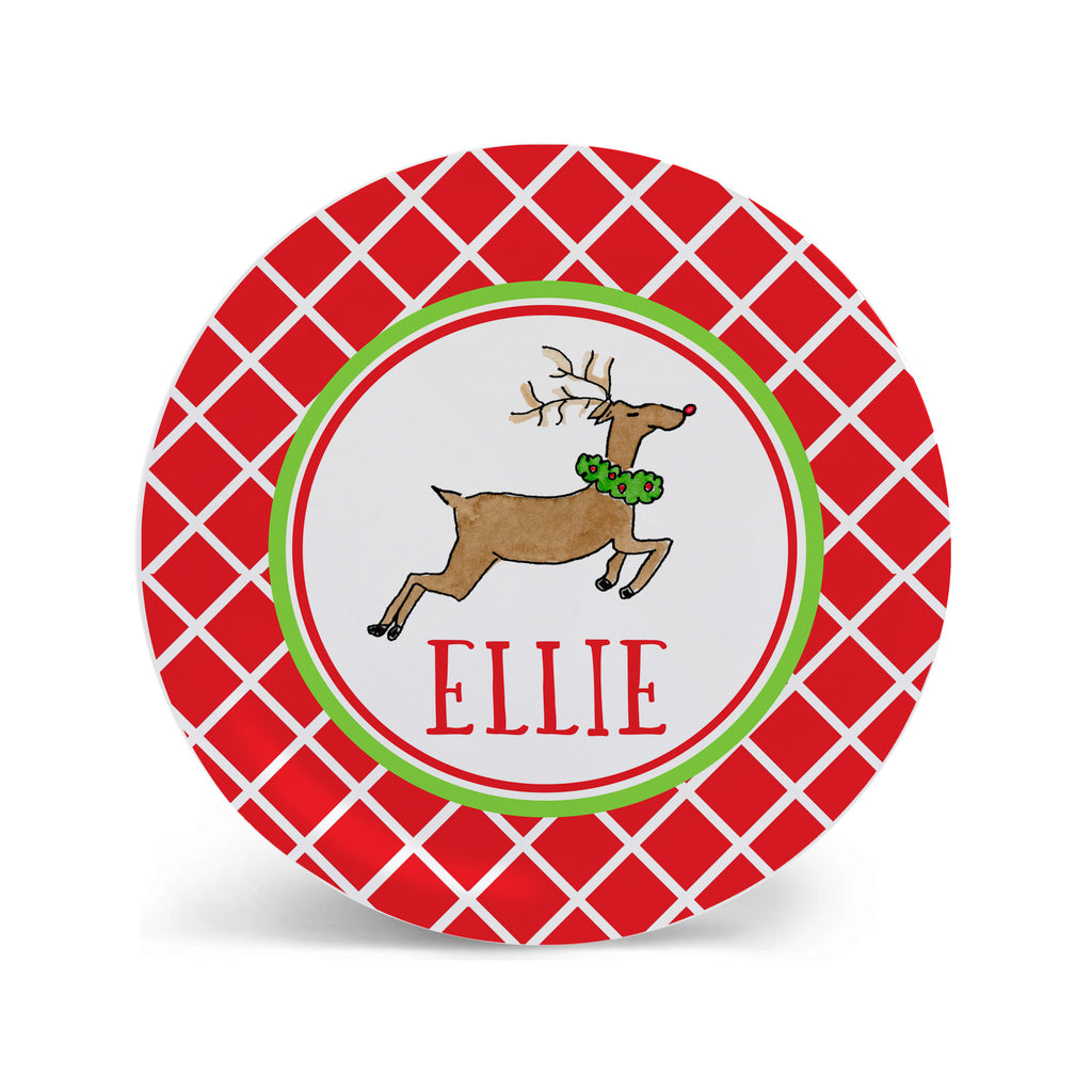 reindeer personalized melamine Christmas plate for kids Cookies for Santa