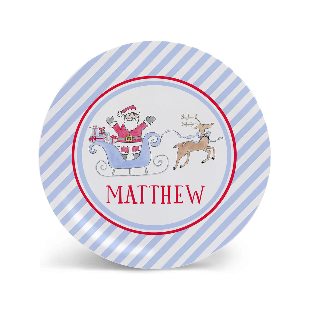 Kids Melamine Christmas Plate Santa Sleigh