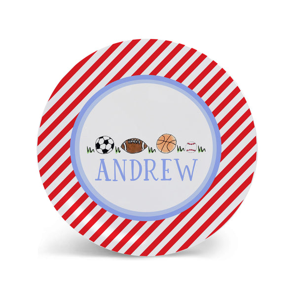 sports balls melamine personalized plate for kids