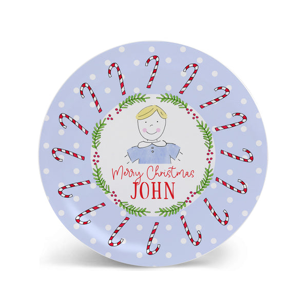 boy christmas plate personalized melamine bowl placemat holiday custom