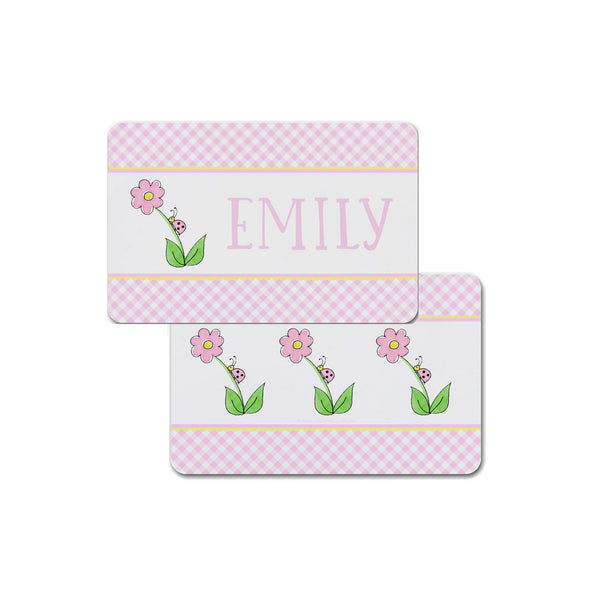 personalized kid placemat bug on a flower