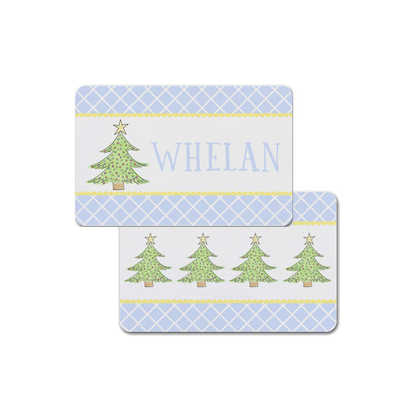 Personalized Kids Christmas Tree Placemat in Blue