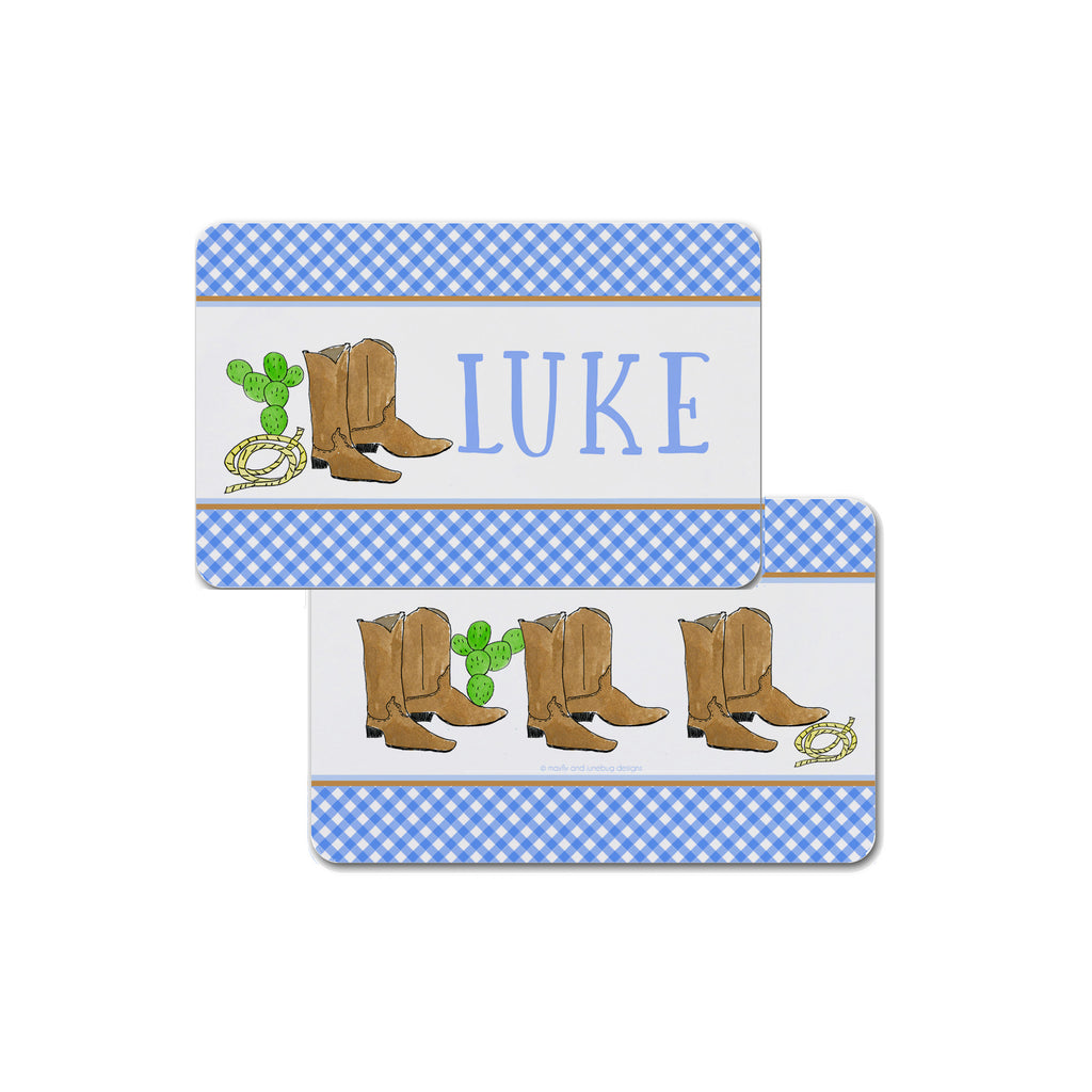 cowboy boots placemat personalized for boys western place mat