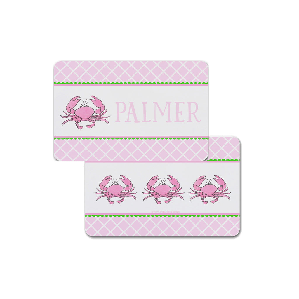 pink crab childrens placemat for kids
