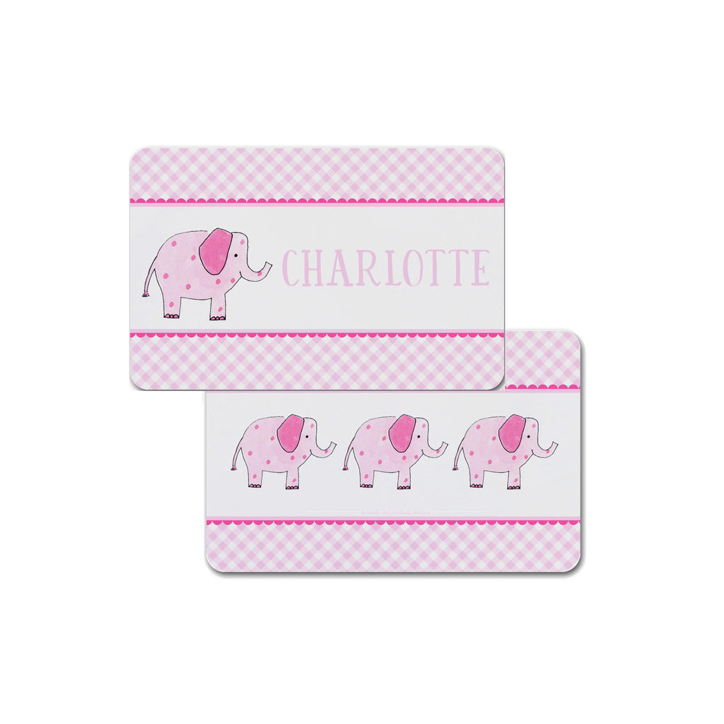 pink elephant placemat kids personalized