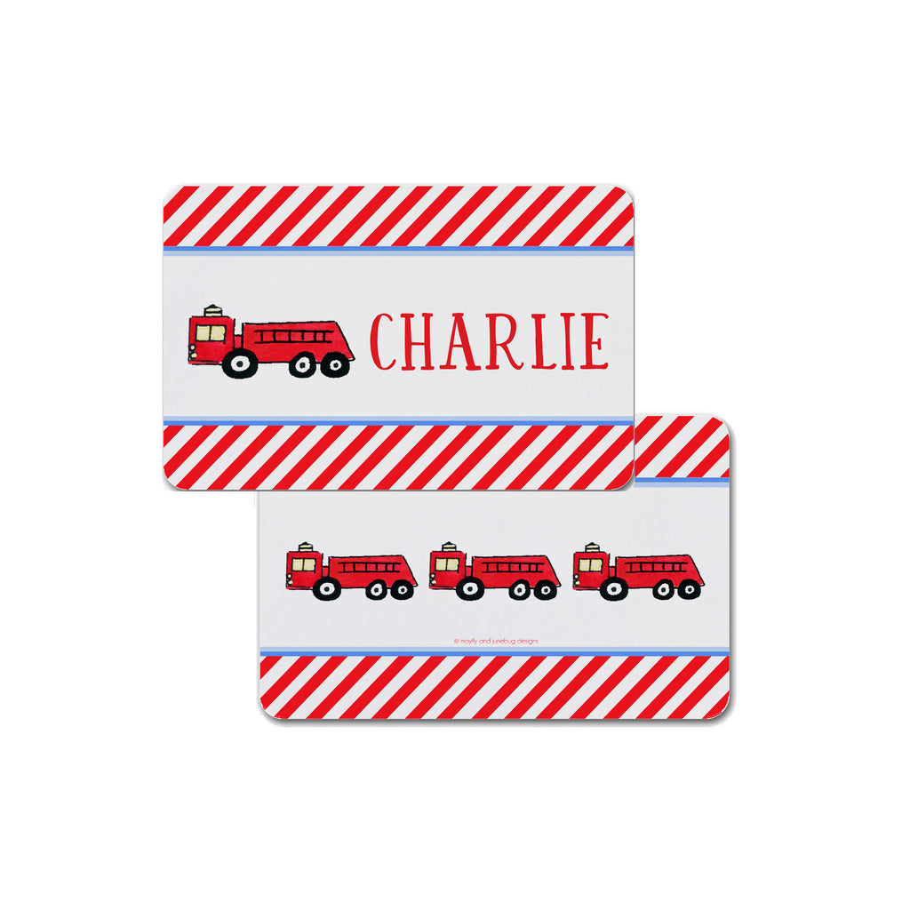 firetruck fire truck placemat personalized for kids