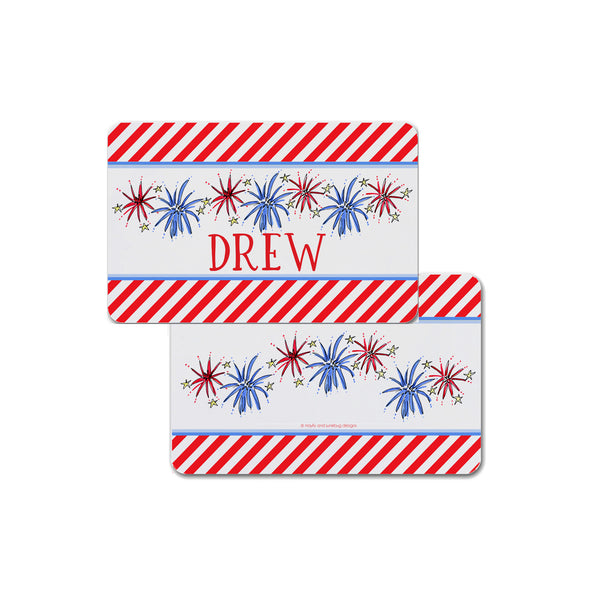Fireworks Personalized placemat for Kids Fourth of July Independence Day
