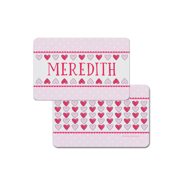 Hearts Personalized Placemat Place mat Valentines for Kids