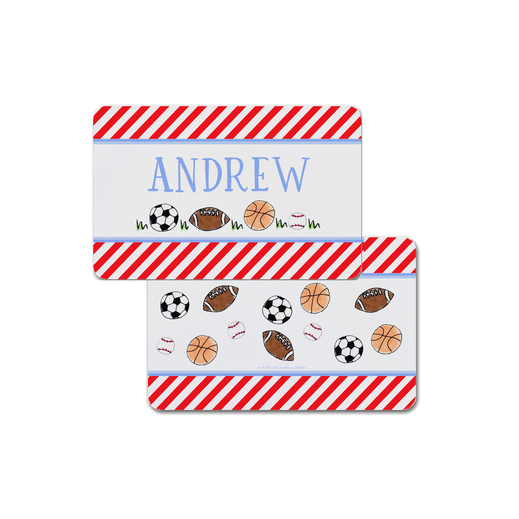 sports balls placemat personalized for kids