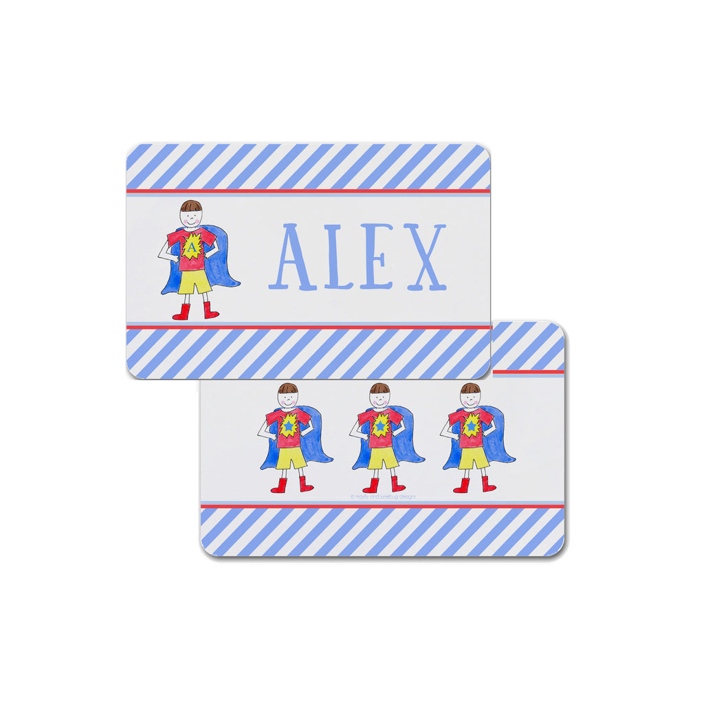 super hero personalized placemat for boy kids place mat